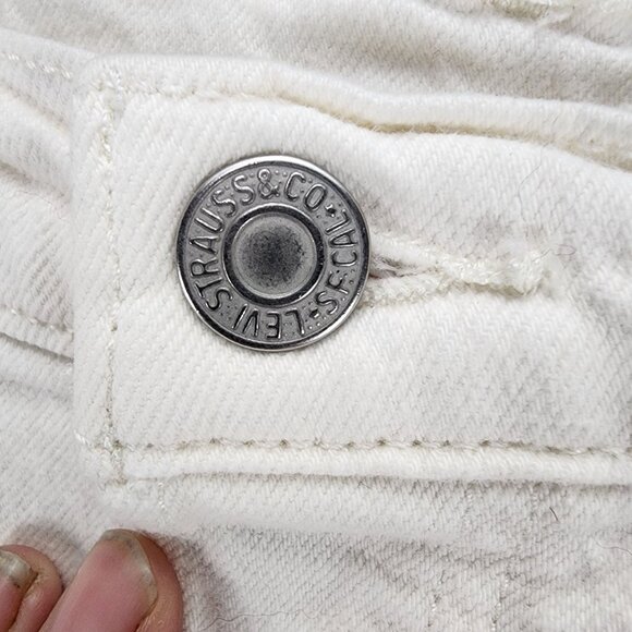 Levis Shorts Womens 32 501 White Stretch High Rise Button Fly Denim Jean *GUC* - Picture 4 of 16